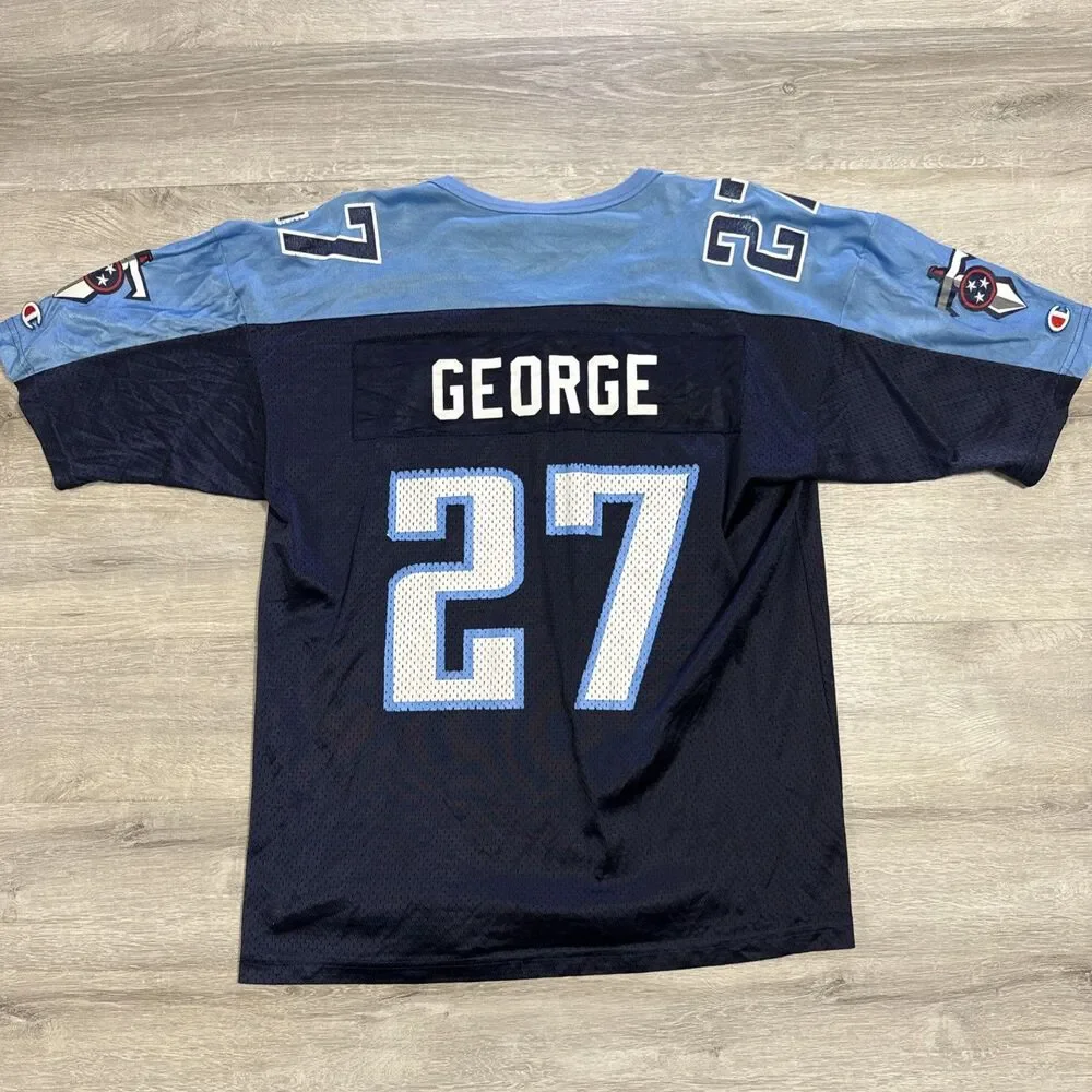 Eddie George Jersey Tennessee Titans Football Champion Men’s Blue Medium